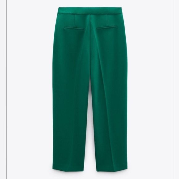 Zara Crossover Pleated Green Pants Size S - Picture 3 of 7